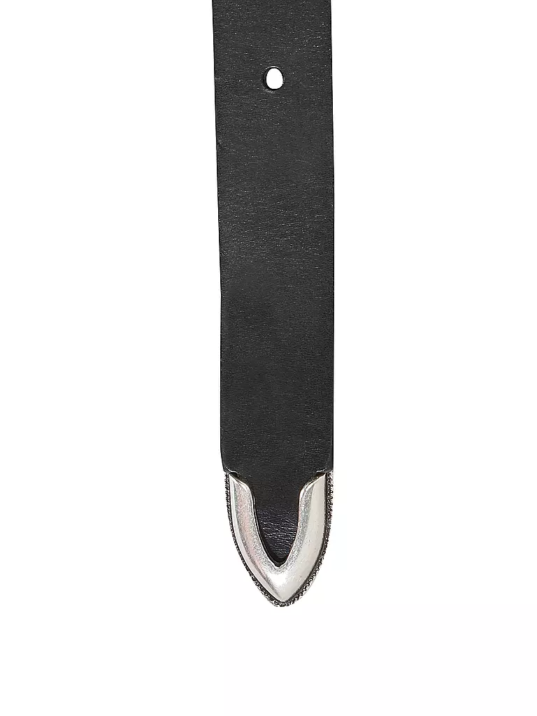 NUDIE JEANS | Ceinture en cuir WESTERN SILVER BELT | schwarz