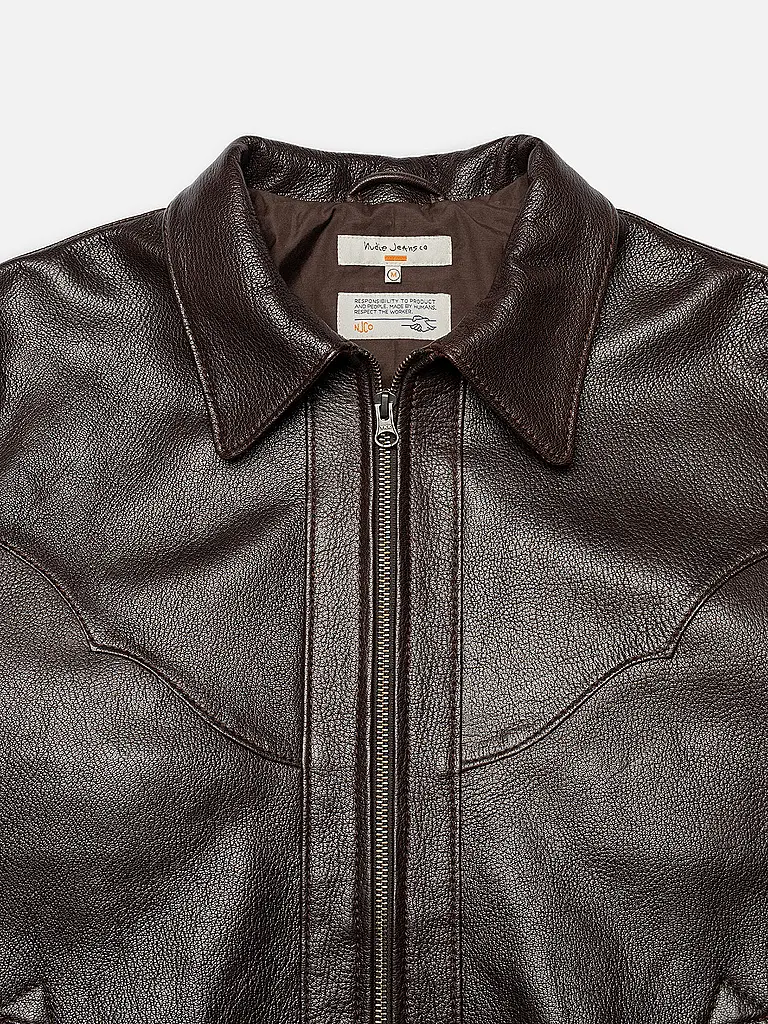 NUDIE JEANS | Veste en cuir JOPPE WESTERN | braun