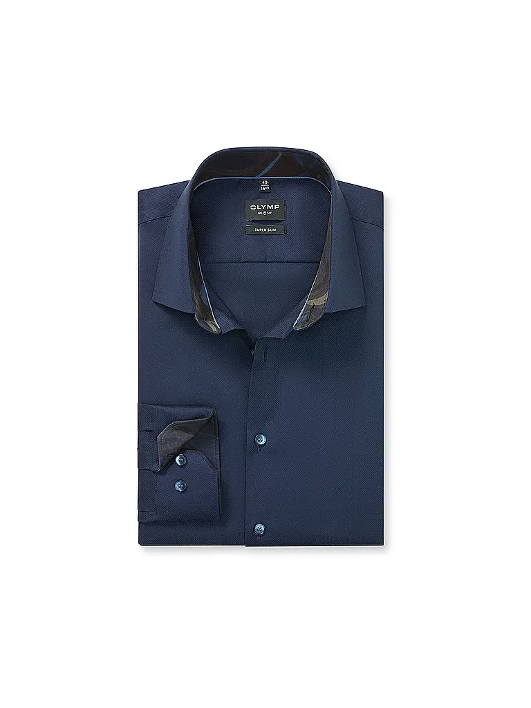 OLYMP NO.6 | Chemise Super Slim Fit | Bleu foncé