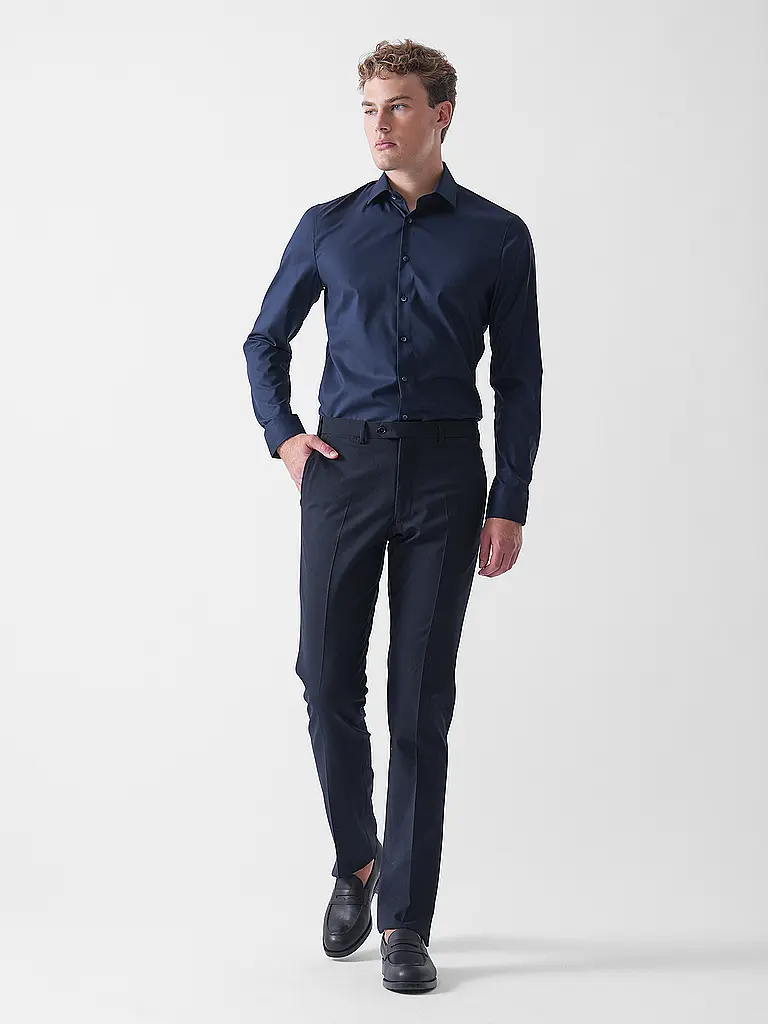 OLYMP NO.6 | Chemise Super Slim Fit | Bleu foncé