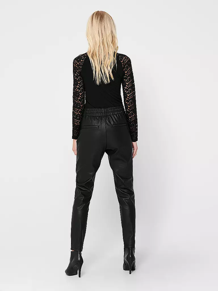 ONLY | Pantalon aspect cuir coupe jogging ONLPOPTRASH | schwarz