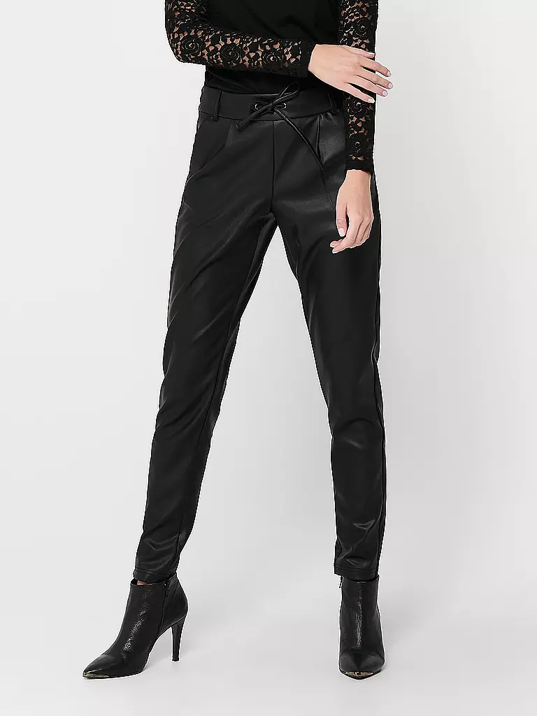 ONLY | Pantalon aspect cuir coupe jogging ONLPOPTRASH | schwarz