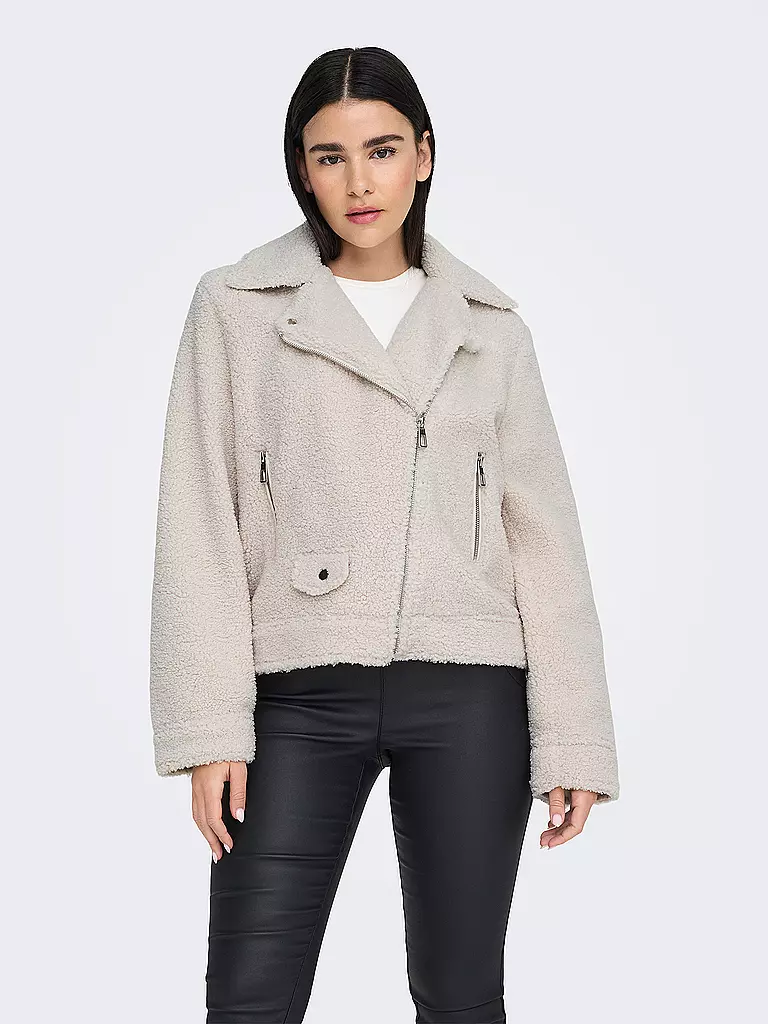 ONLY | Veste aspect fourrure ONLRIO TEDDY BIKER | creme