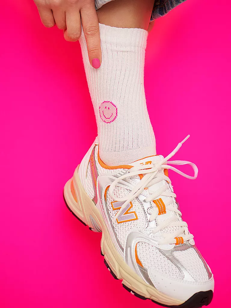 OOLEY | Chaussettes ICON PINK SMILE blanc | 