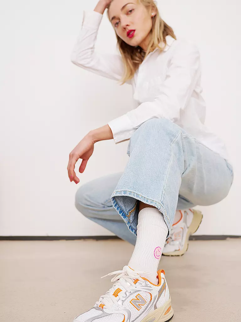 OOLEY | Chaussettes ICON PINK SMILE blanc | 