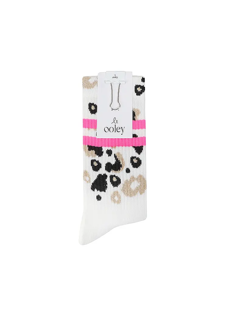 OOLEY | Chaussettes LEO Allover Rose Néon blanc | Blanc