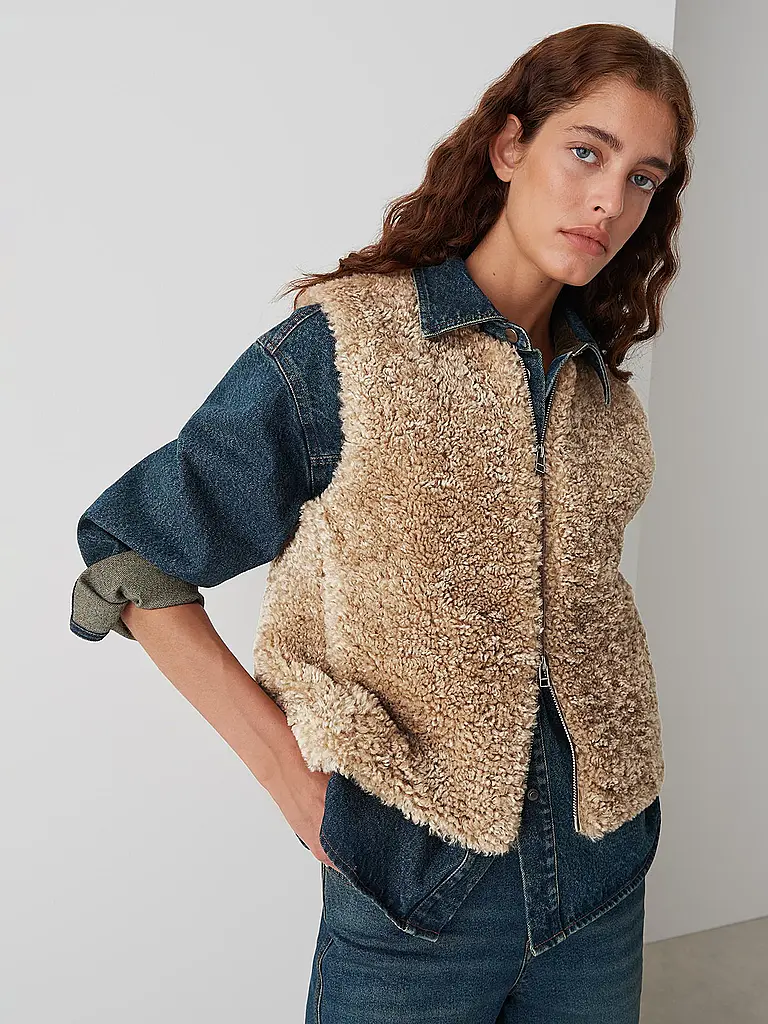 OPUS | Gilet aspect fourrure WAHIDA | hellbraun