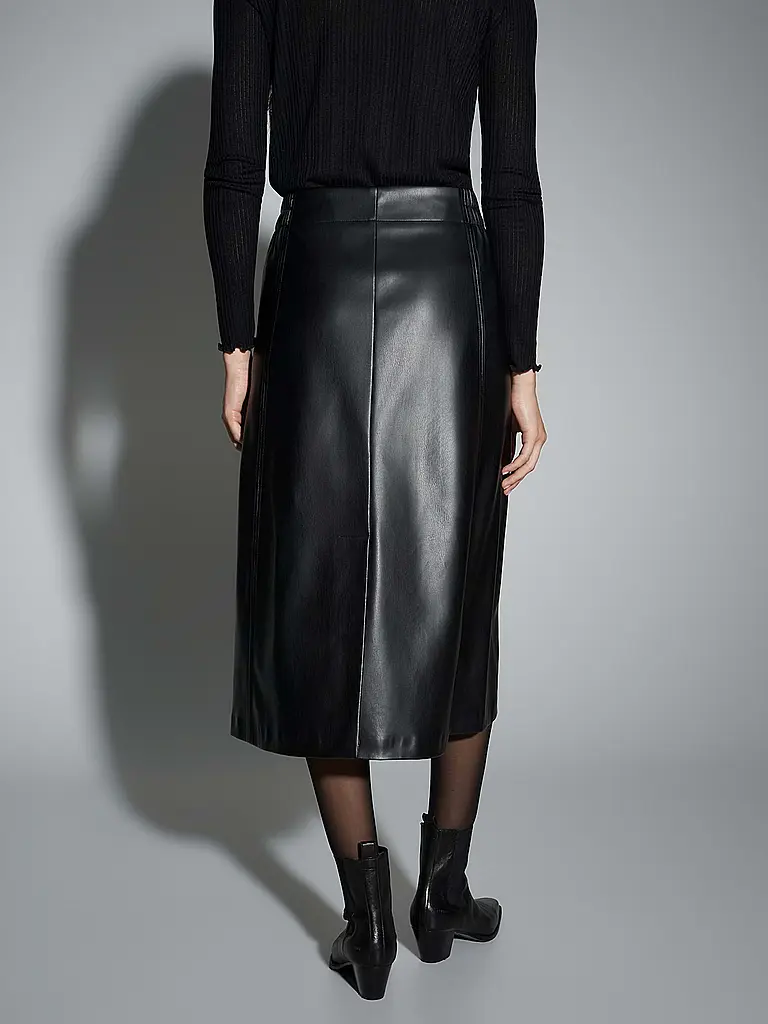 OPUS | Jupe aspect cuir ROGA | Noir