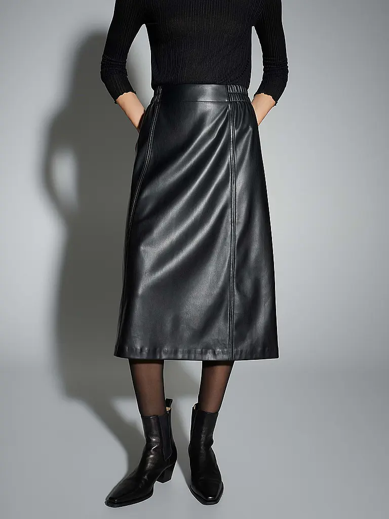 OPUS | Jupe aspect cuir ROGA | Noir