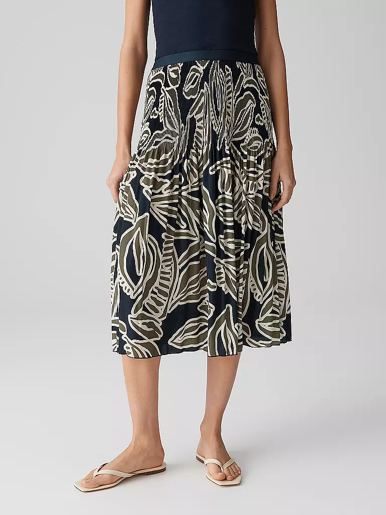 OPUS | Jupe midi RIBANE TROPICAL | Olive