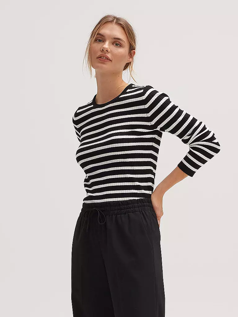 OPUS | Langarmshirt PIJANO STRIPE | Noir