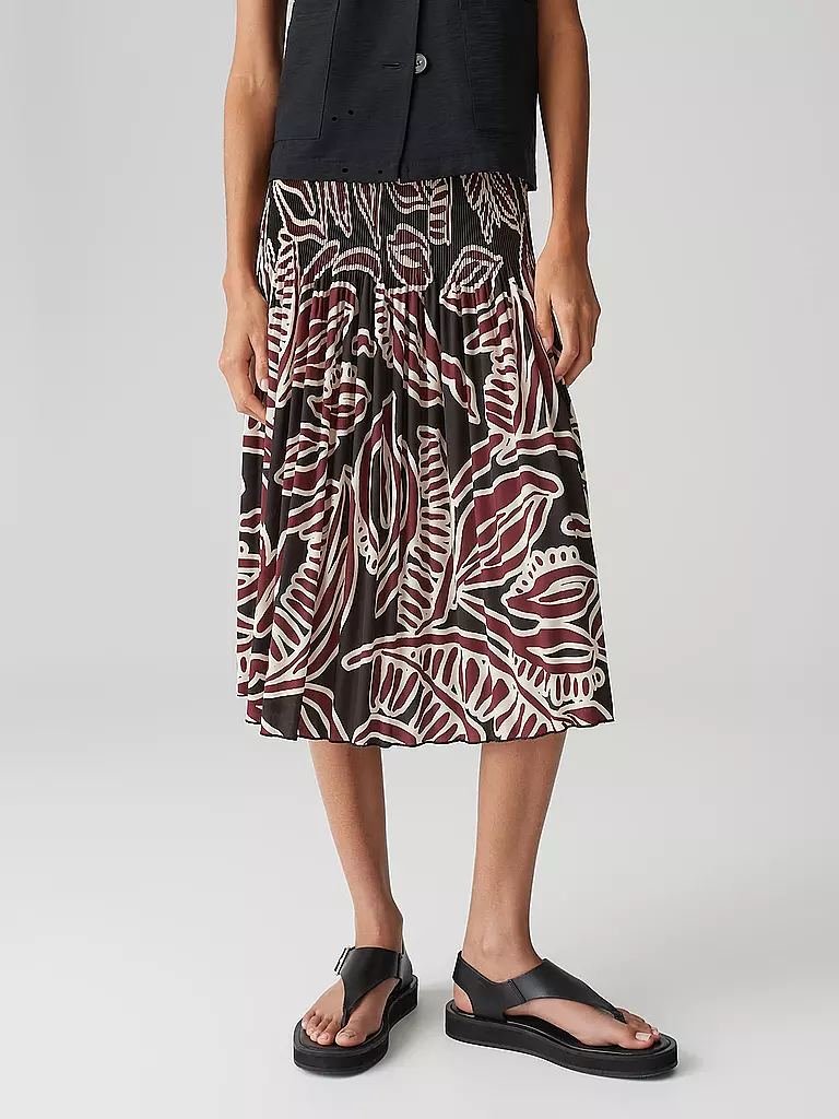 OPUS | Midi-jupe RIBANE TROPICAL | Rouge foncé