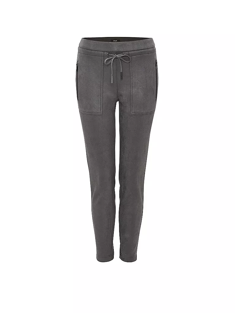 OPUS | Pantalon aspect cuir ELVINA CARGO | Gris