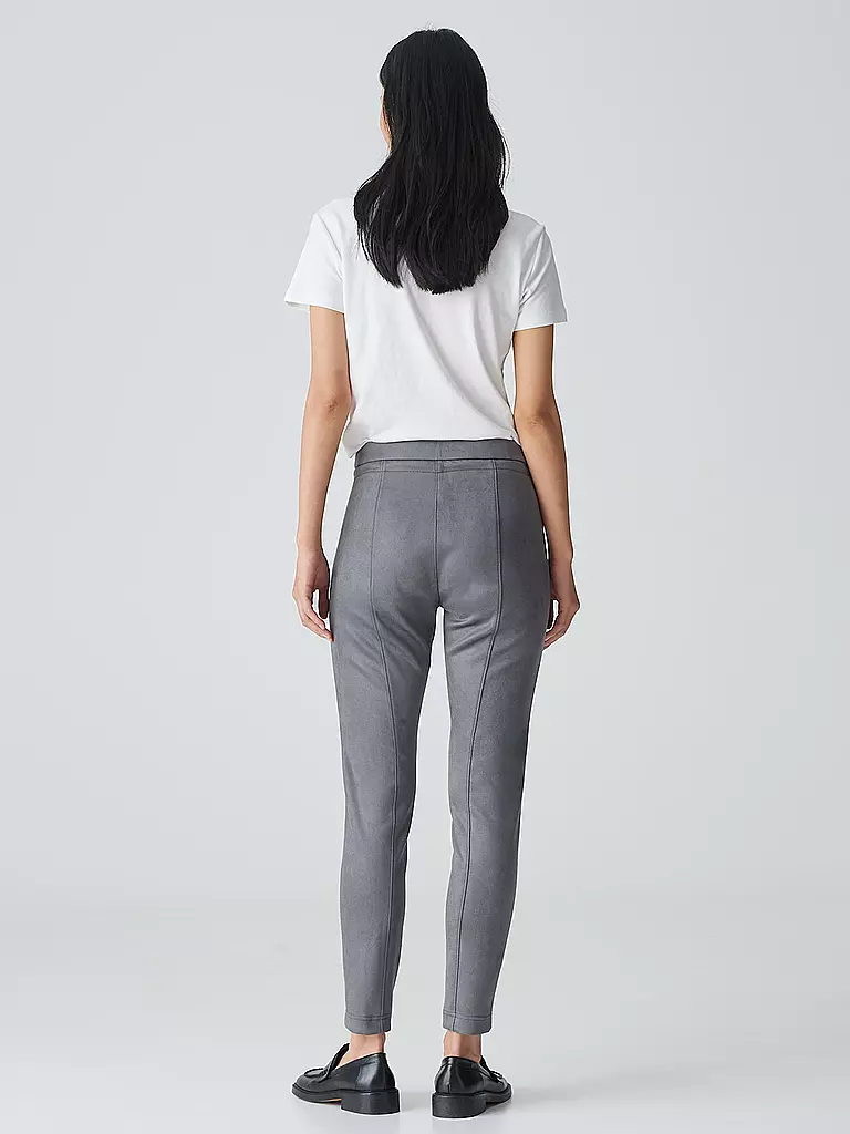 OPUS | Pantalon aspect cuir ELVINA CARGO | Gris
