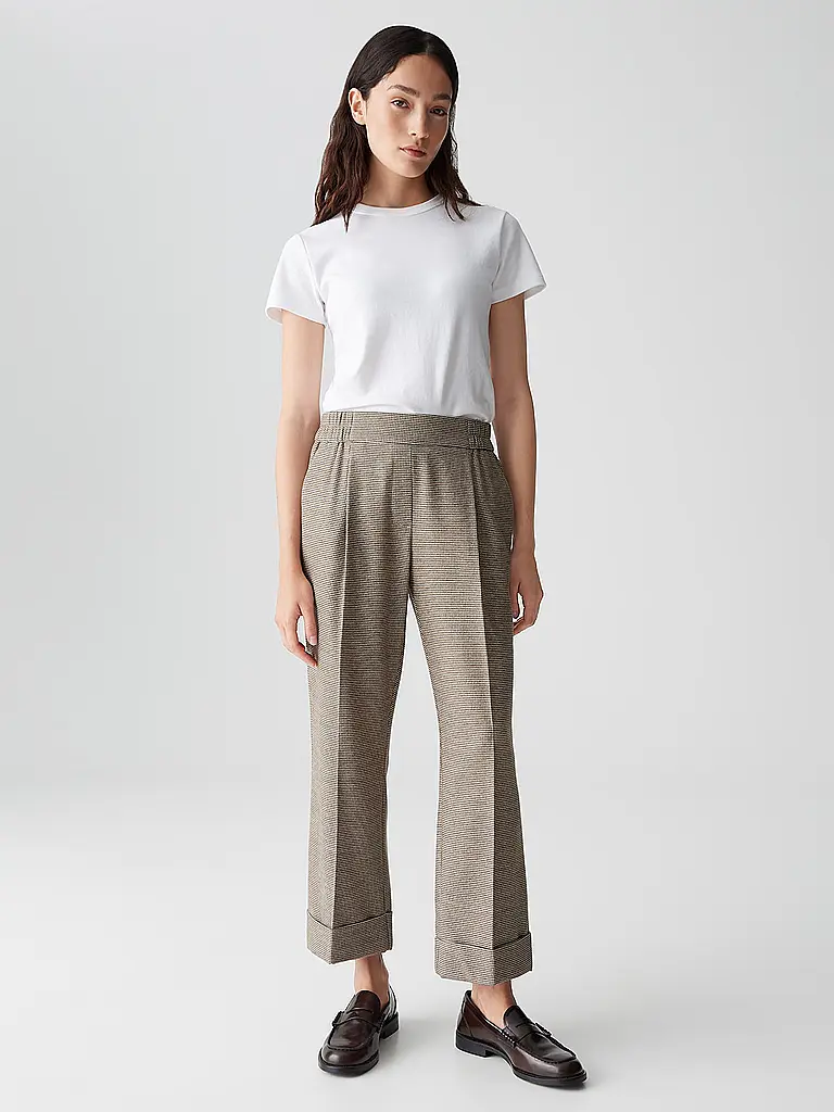 OPUS | Pantalon coupe jogging MAIKITO PEPITA | hellbraun