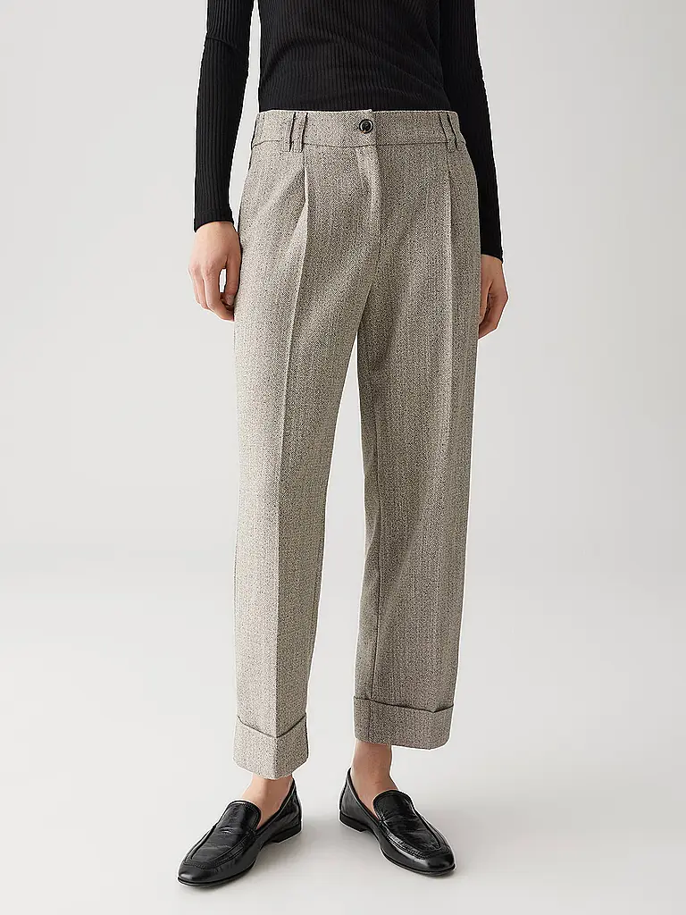 OPUS | Pantalon de tailleur MEERI HERRINGBONE | Beige