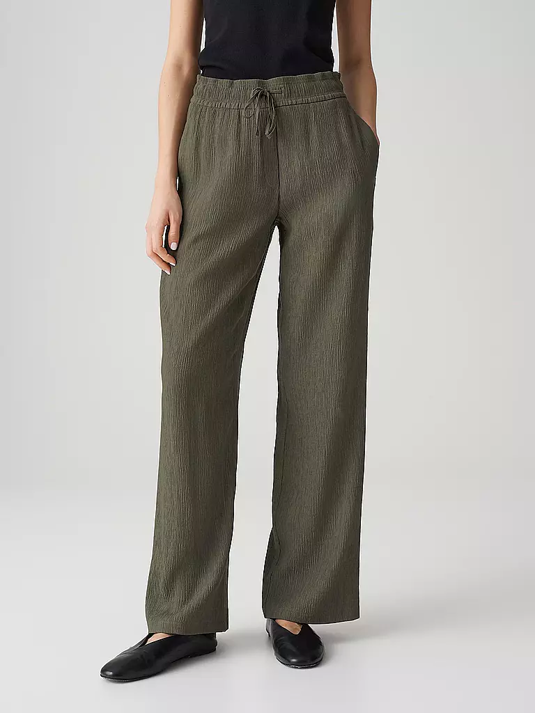 OPUS | Pantalon Jogging Fit MAROU CRINKLE | dunkelgrün