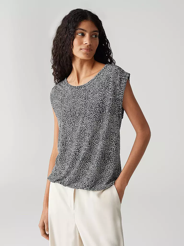 OPUS | T-shirt blouse STRUKI MINIMAL | Bleu foncé