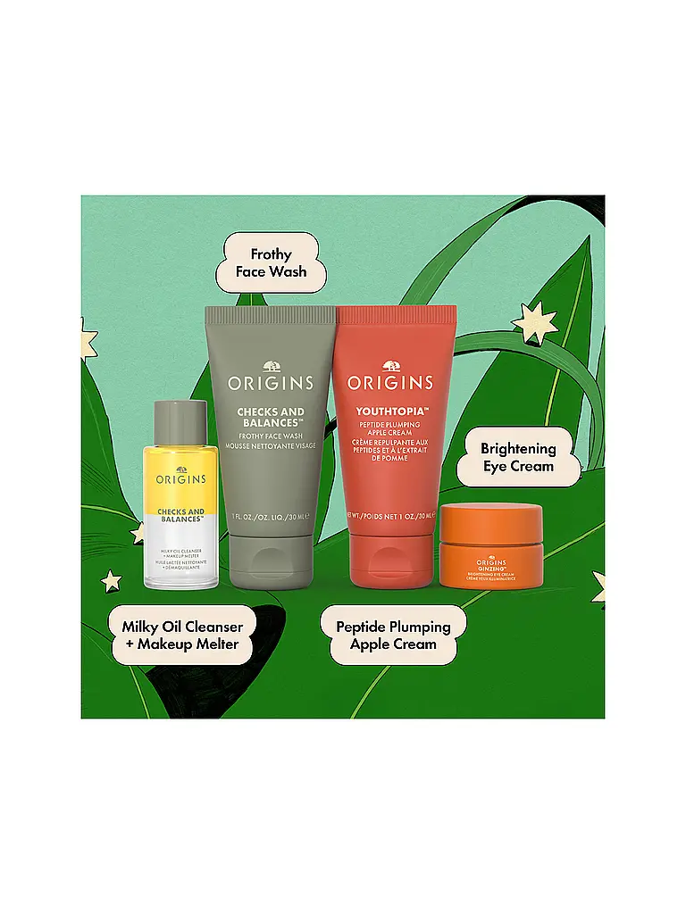 ORIGINS | CLEANSE & GLOW ESSENTIALS Notre ensemble de soins essentiels préférés 3x30ml / 5ml | 