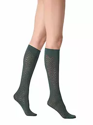 OROBLU | Chaussettes hautes TWEED 40 cacao 3 | Vert foncé