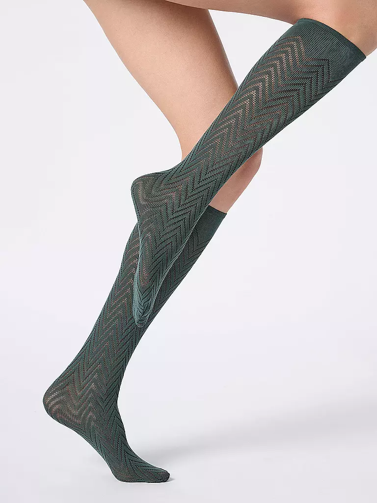 OROBLU | Chaussettes hautes TWEED 40 forest 2 | Vert foncé