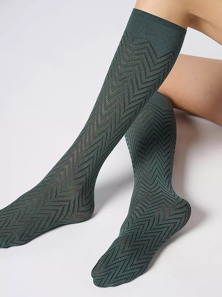OROBLU | Chaussettes hautes TWEED 40 forest 2 | Vert foncé