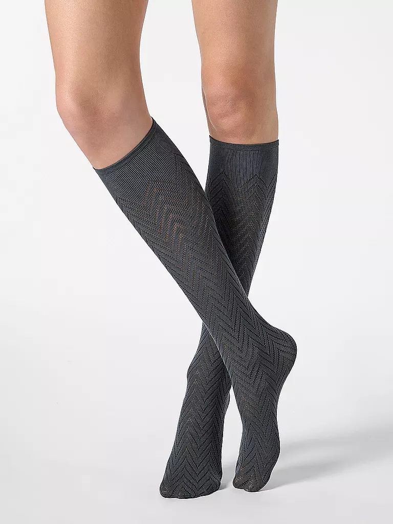 OROBLU | Chaussettes hautes TWEED 40 presque noir | Gris