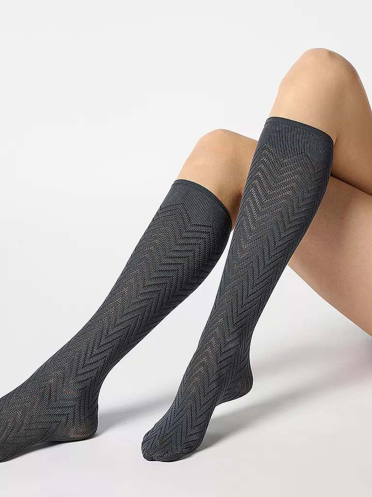 OROBLU | Chaussettes hautes TWEED 40 presque noir | Gris