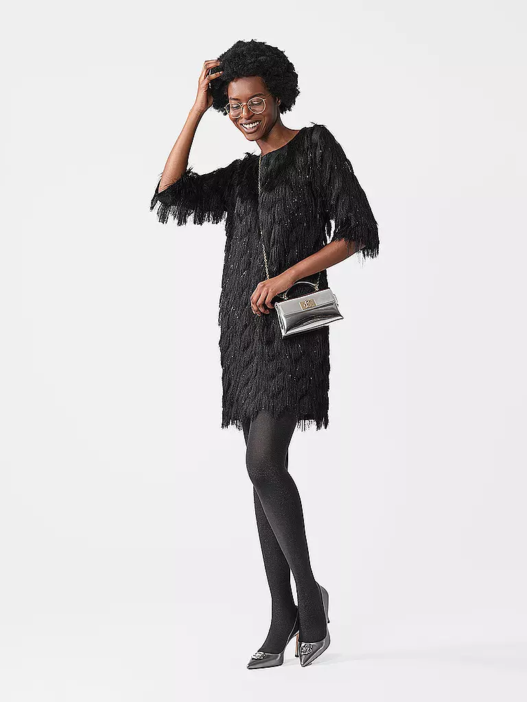 OROBLU | Collant de mode "Diamo" (Noir/Argent) | Noir