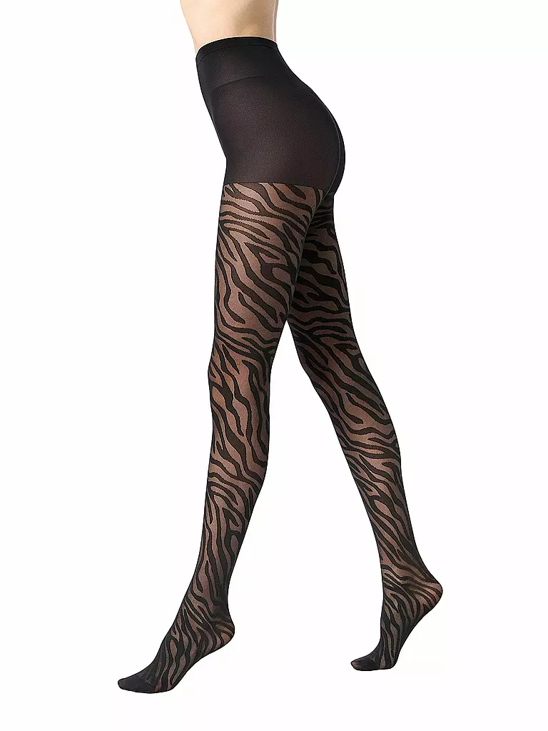 OROBLU | Collant de mode SAVAGE ZEBRA 30 noir / noir | Noir