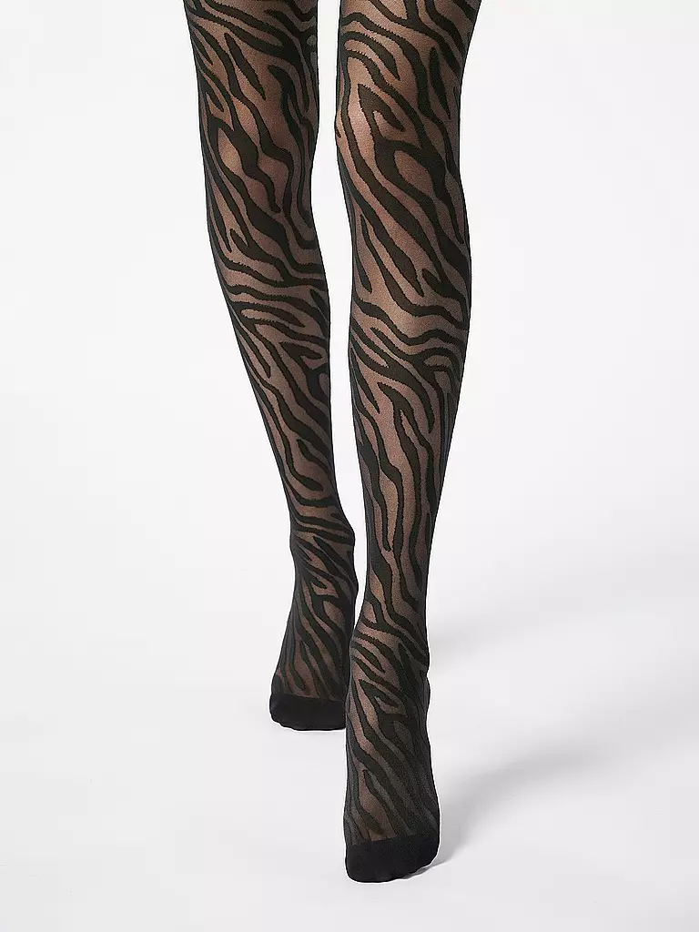 OROBLU | Collant de mode SAVAGE ZEBRA 30 noir / noir | Noir