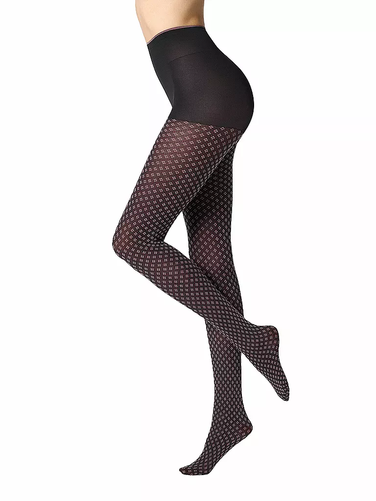 OROBLU | Collant de mode TIE PATTERN 50 noir / rose | Baie