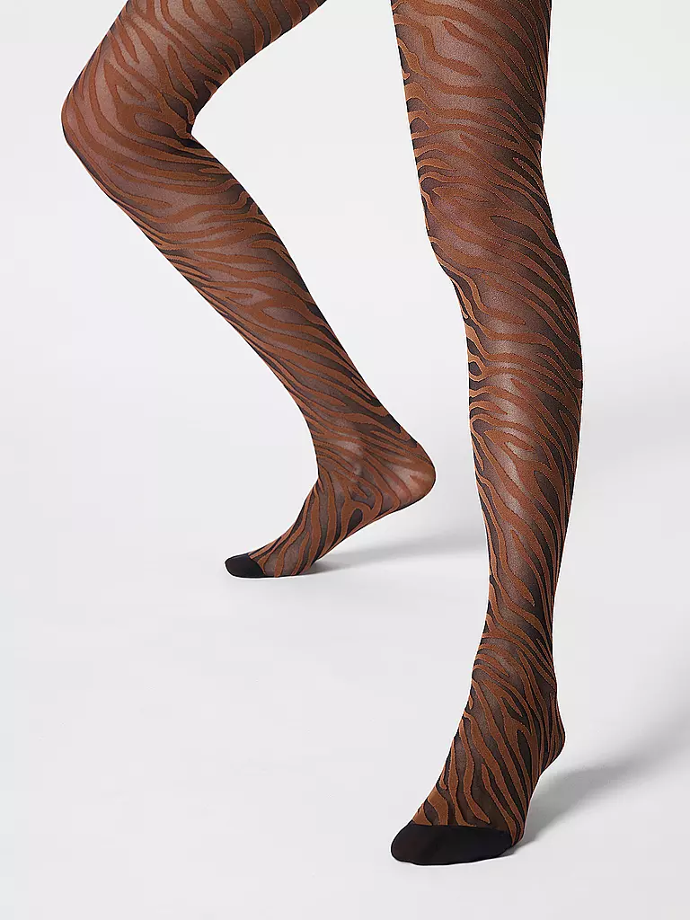 OROBLU | Collant mode SAVAGE ZEBRA 30 noir / cacao | 
