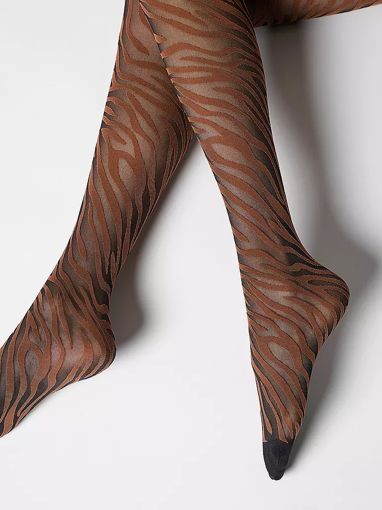 OROBLU | Collant mode SAVAGE ZEBRA 30 noir / cacao | 