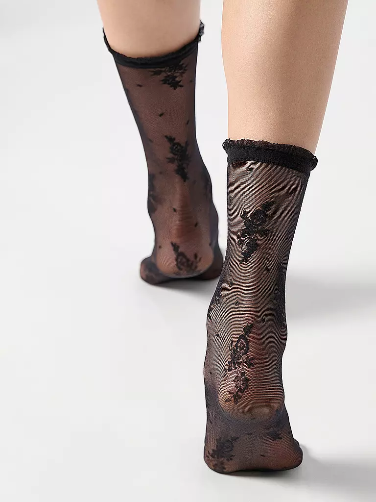 OROBLU | Socquettes fines PRETTY LACE 20 noir | 