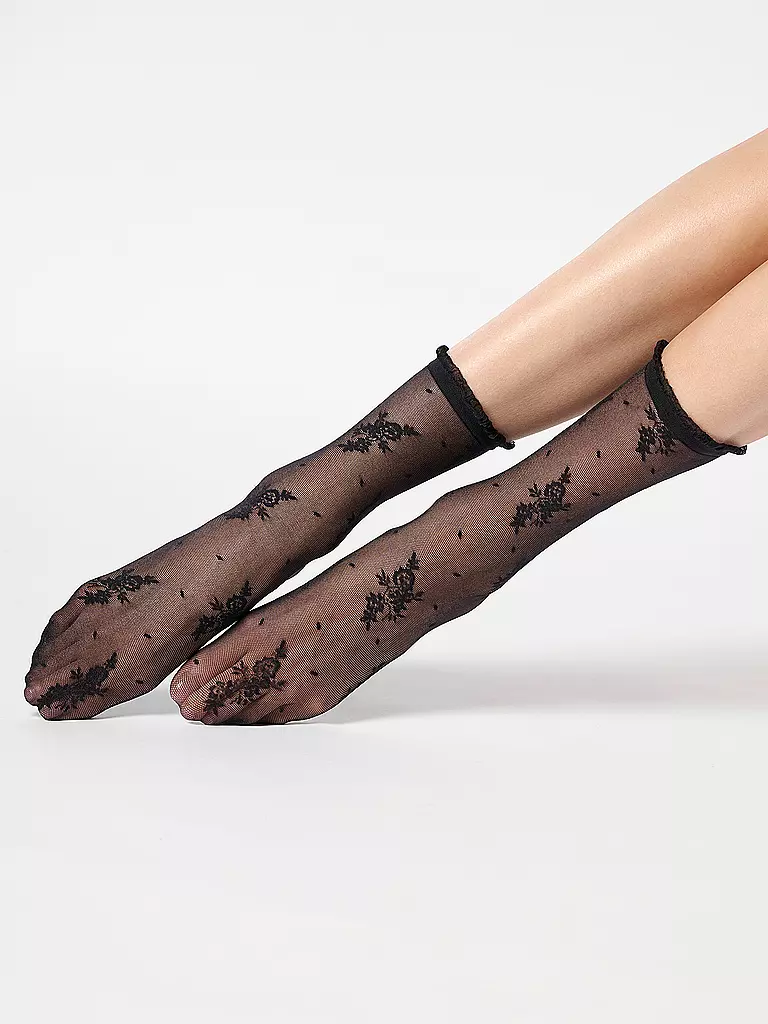 OROBLU | Socquettes fines PRETTY LACE 20 noir | 