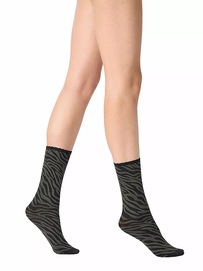 OROBLU | Socquettes fines SAVAGE 50 noir / militaire | Olive