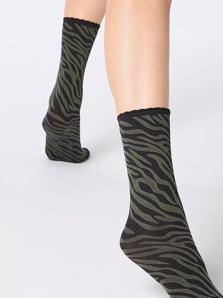 OROBLU | Socquettes fines SAVAGE 50 noir / militaire | Olive