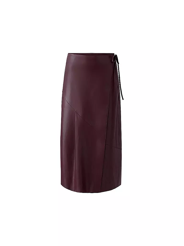 OUÍ | Jupe portefeuille en similicuir | Rouge foncé