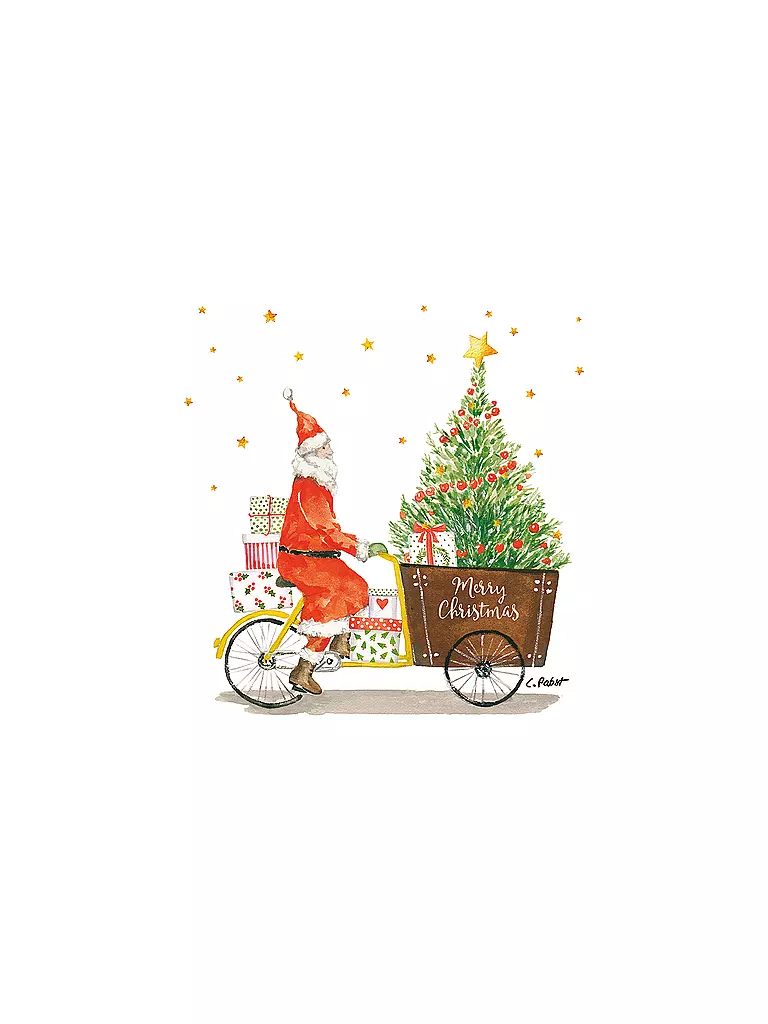 PAPER-PRODUCTS | Weihnachts Lunch-Servietten 33x33cm SANTA DELIVERY | Blanc