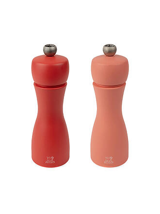 PEUGEOT | Ensemble de moulins à poivre et à sel TAHITI FEUER 2 pièces 15 cm en hêtre / abricot et rouge