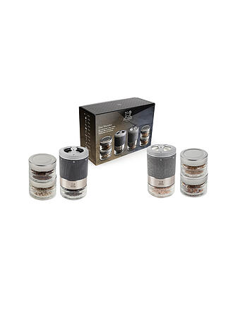 PEUGEOT | Coffret cadeau MAESTRO DUO Moulin à poivre Moulin à sel 15cm Pots à épices interchangeables Noir, Gris