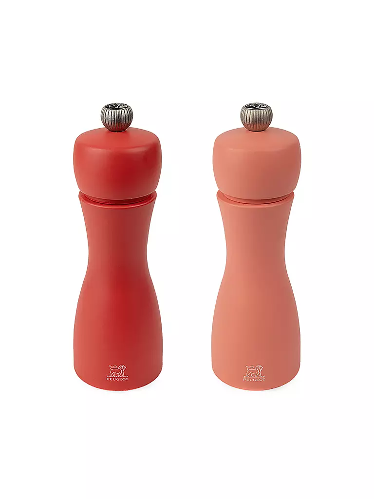PEUGEOT | Ensemble de moulins à poivre et à sel TAHITI FEUER 2 pièces 15 cm en hêtre / abricot et rouge | rot