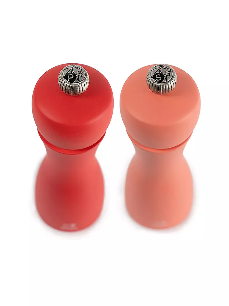 PEUGEOT | Ensemble de moulins à poivre et à sel TAHITI FEUER 2 pièces 15 cm en hêtre / abricot et rouge | 