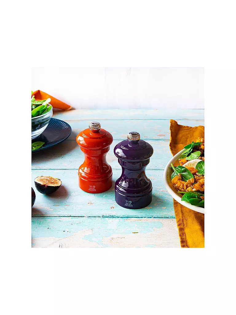 PEUGEOT | Moulin à sel BISTRORAMA 10cm hêtre/terre cuite | Orange