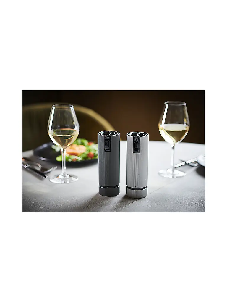 PEUGEOT | Set de moulins à sel et à poivre électriques rechargeables 15cm ELECTRIC-DUO NIGHT-LINE Alu/Noir | 