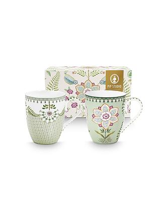 PIP STUDIO | Lot de 2 grands mugs à anse LILY & LOTUS 350 ml Vert clair