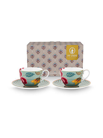 PIP STUDIO | Tasse à cappuccino avec soucoupe, lot de 2, 280 ml BLOOMING TALES Fantasy Blue