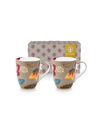 PIP STUDIO | Ensemble de 2 tasses à anse 350 ml Large BLOOMING TALES Fantasy Kaki