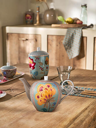 PIP STUDIO | Théière Large 1600ml BLOOMING TALES Fantasy Khaki - Blue
